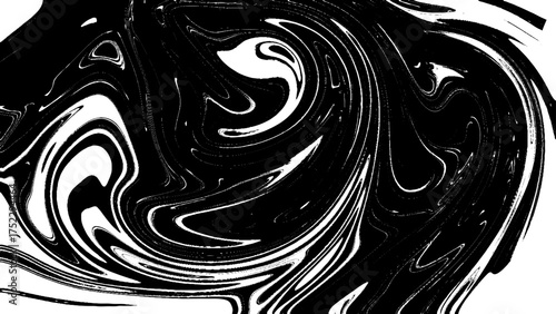 Monocolor alcohol ink marbling raster background. Liquid waves and stains minimalistic illustration. Black and white abstract fluid art. Acrylic and oil paint flow monochrome
