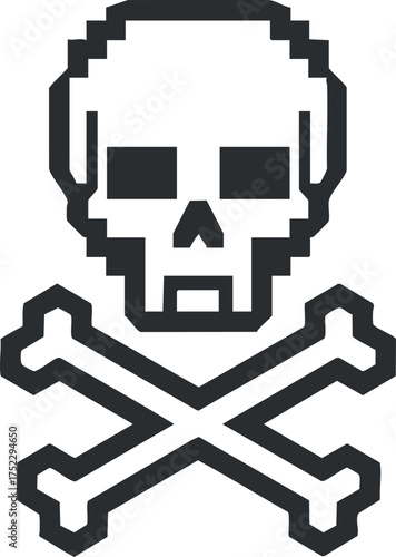 Stylized skull and crossbones symbol representing danger and toxicity in a minimalistic design.