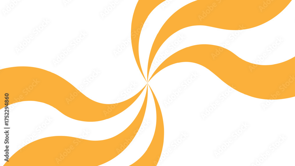 Obraz premium Abstract orange swirl pattern on white background with smooth curved shapes spiraling outward. Dynamic and bright, it conveys motion, energy, and rhythm, ideal for modern or retro graphic design.