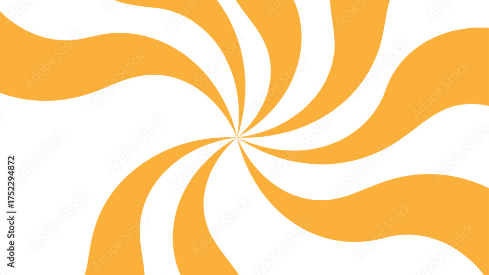 Obraz premium Abstract orange swirl pattern on white background with smooth curved shapes spiraling outward. Dynamic and bright, it conveys motion, energy, and rhythm, ideal for modern or retro graphic design.