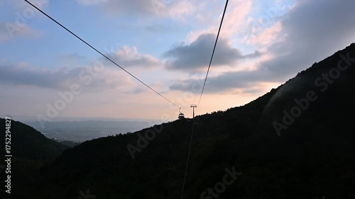 View of cable cars on the Dajti Ekspres in Tirana