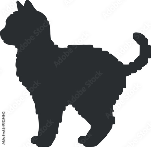 A playful silhouette of a cute cat sitting elegantly with a curious expression.