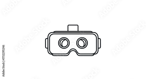 Simple Black and White Outline of VR Headset.