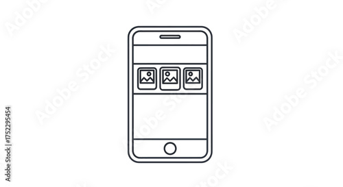 Simple Outline Illustration of a Smartphone Displaying Images.