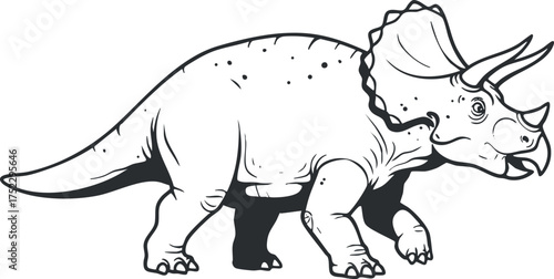 Illustration of a triceratops dinosaur in a playful cartoon style for educational purposes.