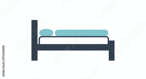 Simple Illustration of a Bed with Pillow and Mattress.