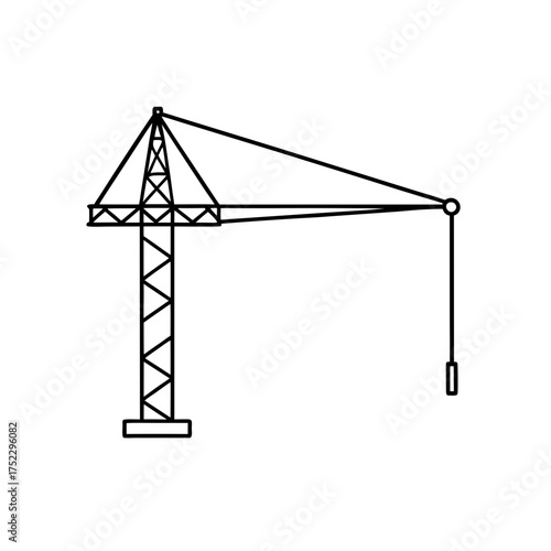 Outline of a construction crane on transparent background