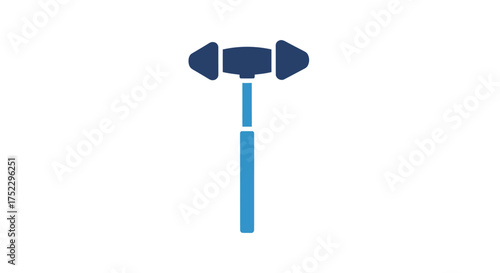 A two-tone blue icon of a medical reflex hammer used for neurological testing.