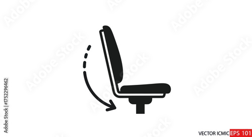 Black Office Chair Icon with Reclining Back Feature.