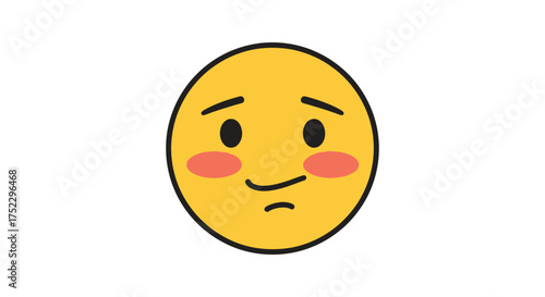 Shy and blushing yellow emoji face with subtle smile.