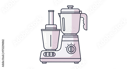 Vector illustration of a modern food processor and blender combination kitchen appliance.