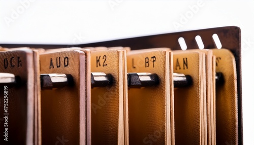 close up of the alphabet tabs on a rolodex
