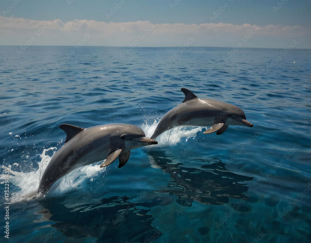 Naklejka premium two dolphins jumping