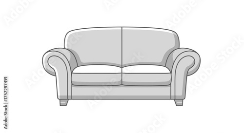 Classic upholstered two-seater sofa with rolled arms and plush cushions.