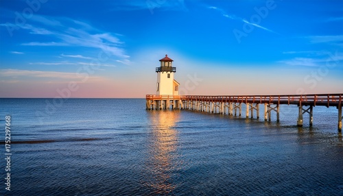 lighthouse and pier in the sea beau rivage biloxi harrison county mississippi usa