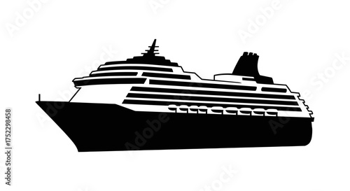 Sleek Silhouette of a Modern Cruise Ship on the Water.