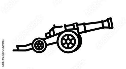 Simple Black and White Outline of a Cannon.