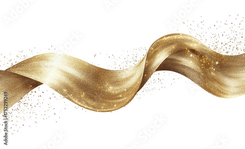 Flowing gold ribbon with sparkling accents on a dark background
