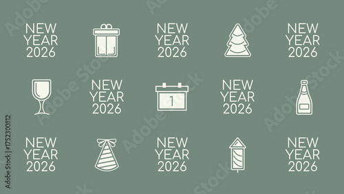  Pattern on the background with the inscription New Year 2026.