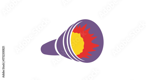 Stylized Megaphone with Vibrant Inner Design.