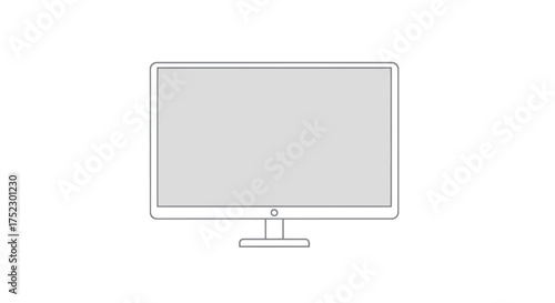 Modern Flat Screen Computer Monitor with Stand Gray Display.