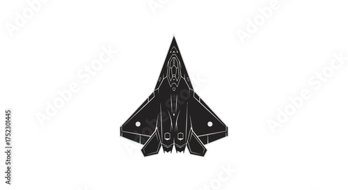 Sleek Black Stealth Fighter Jet Aircraft Silhouette.