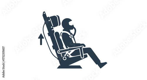 Pilot in Ejection Seat Icon with Upward Arrow.