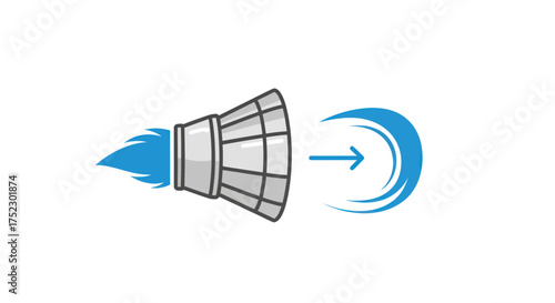 Stylized Jet Engine Thrust with Flow Arrow Icon.