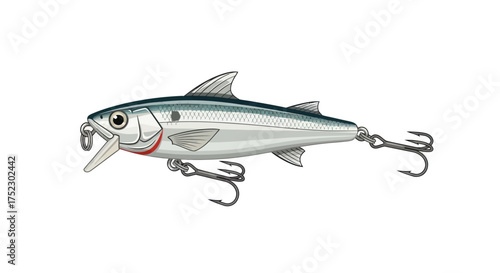 Realistic Silver Fish Fishing Lure with Sharp Hooks.