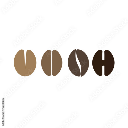 A minimalist roasted coffee beans vector illustration with different shades of brown. Perfect for coffee branding, café logos, packaging design, and beverage advertising.