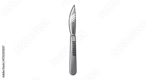 Surgical Scalpel with Metal Handle and Curved Blade for Medical Procedures.