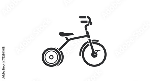 Simple Silhouette of a Childs Tricycle with Three Wheels.
