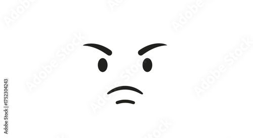 Simple Black Line Drawing of an Angry Face Emoji.