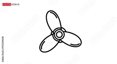 Simple Line Drawing of a Three-Bladed Propeller.