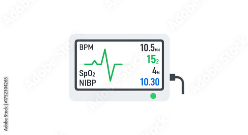 Medical Monitor Displaying Vital Signs and Readings.