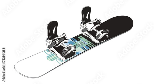 Modern Snowboard with Bindings for Winter Sports and Recreation.