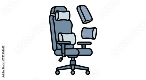 Ergonomic Gaming Chair with Detachable Lumbar and Headrest Pillows.