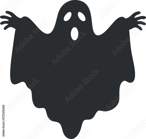 A spooky and eerie ghost silhouette with arms raised, perfect for Halloween decorations.