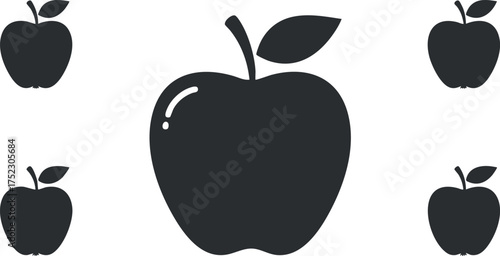 A collection of stylized apple silhouettes representing health and freshness in food.