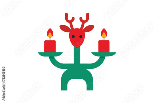 Christmas reindeer shaped candle holder decorative illustration