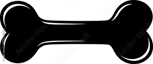 Dog bone silhouette. This image portrays the profile of a dog bone, also referred to as pet treat or chew toy. Vector clipart black illustration design