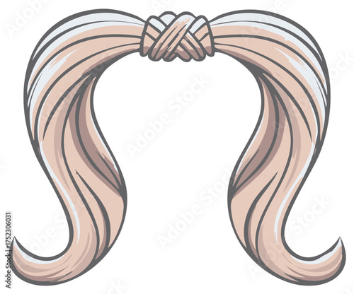 Blonde Cartoon Hair Style Illustration Isolated.