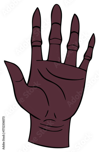 Gothic monster hand with long pointed fingers and sharp claws vector illustration
