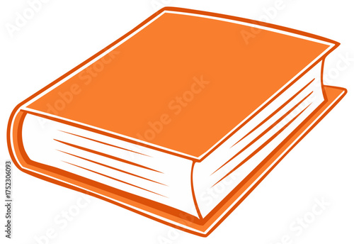 Illustrated Orange Book with White Edges Simple Classic Cartoon Graphic Book Design Study Reading