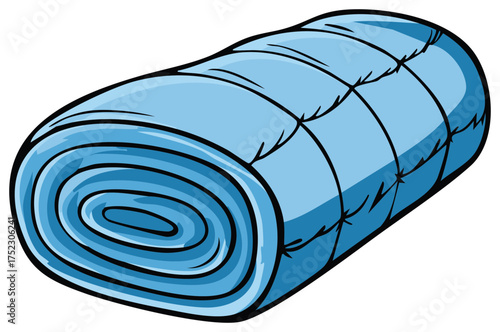 Rolled Blue Sleeping Bag Isolated Vacation Outdoor Camping Hiking Trekking Travel Gear