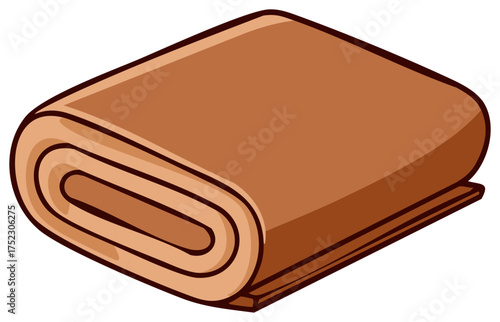 Rolled bolt of brown fabric or leather material cartoon for crafting