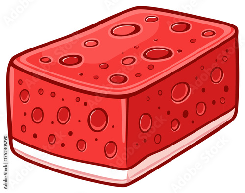 Rectangular Red Sponge with Many Circular Holes