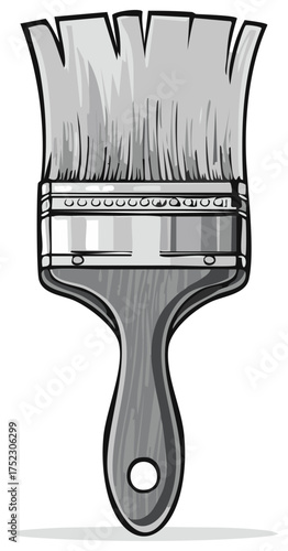 Classic gray paint brush illustration for art and home improvement projects