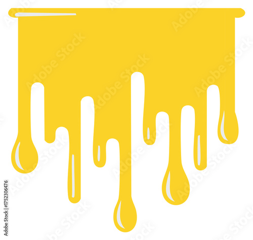 Yellow Drips Design, Graphic Honey Element, Dripping Liquid, Flowing Molten Gold, Vector, Syrup Design