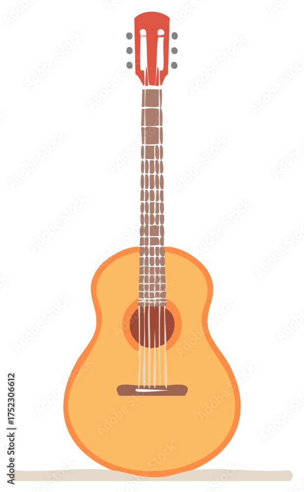 Obraz premium Cartoon Illustration of a Classical Acoustic Guitar